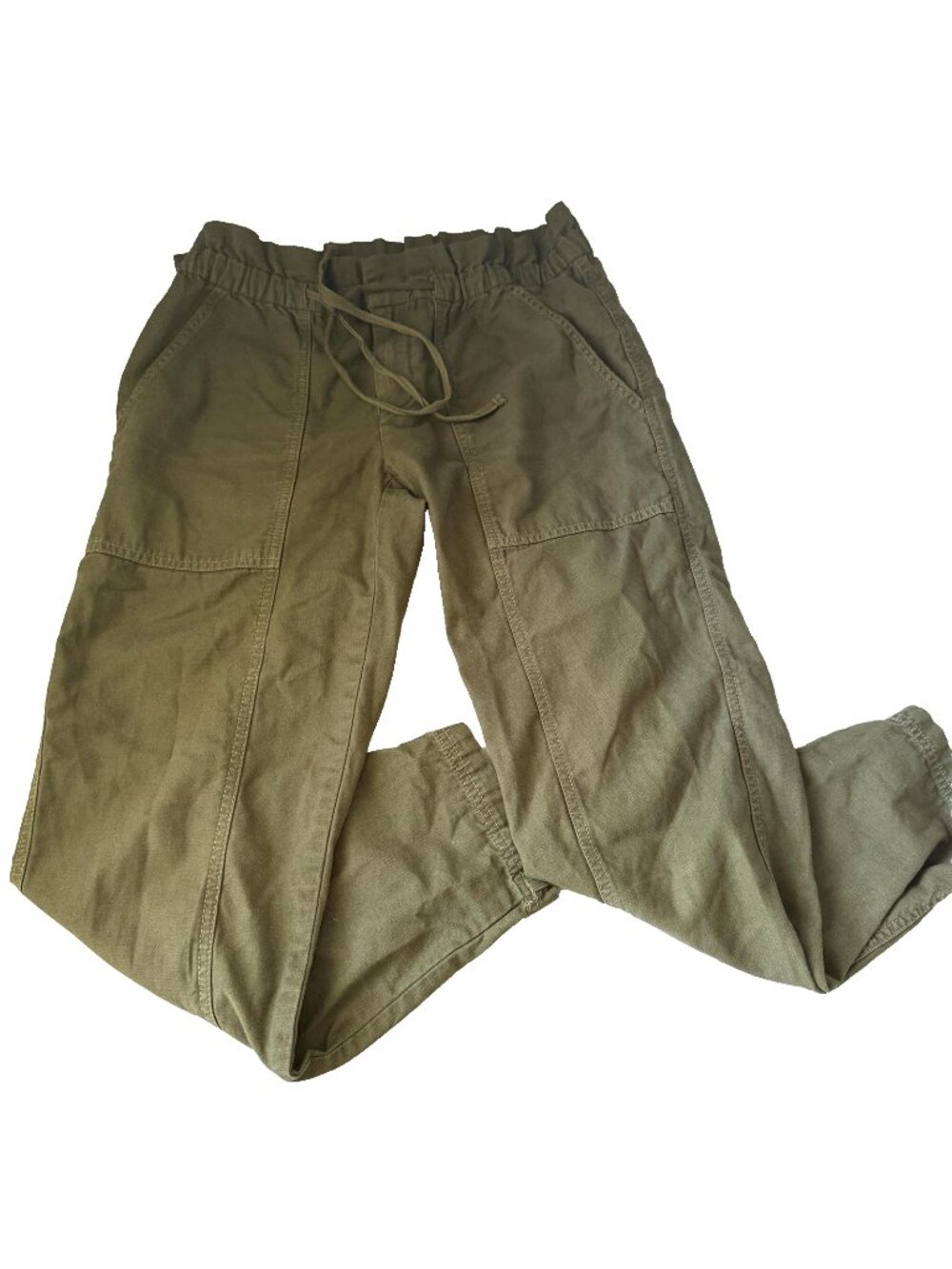 Madewell XS Army Green Joggers Pants Drawstring Waist Cropped Casual Cotton